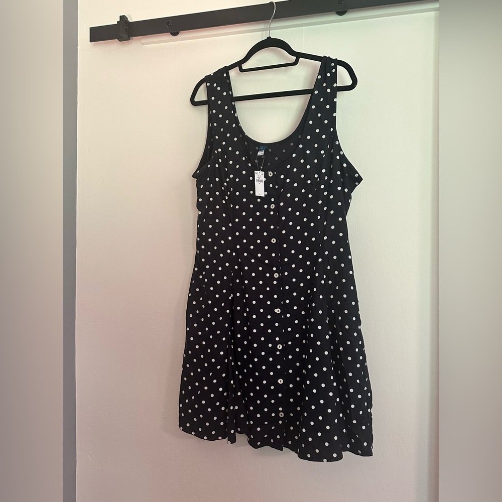 Old Navy Navy Blue Polka Dot Dress